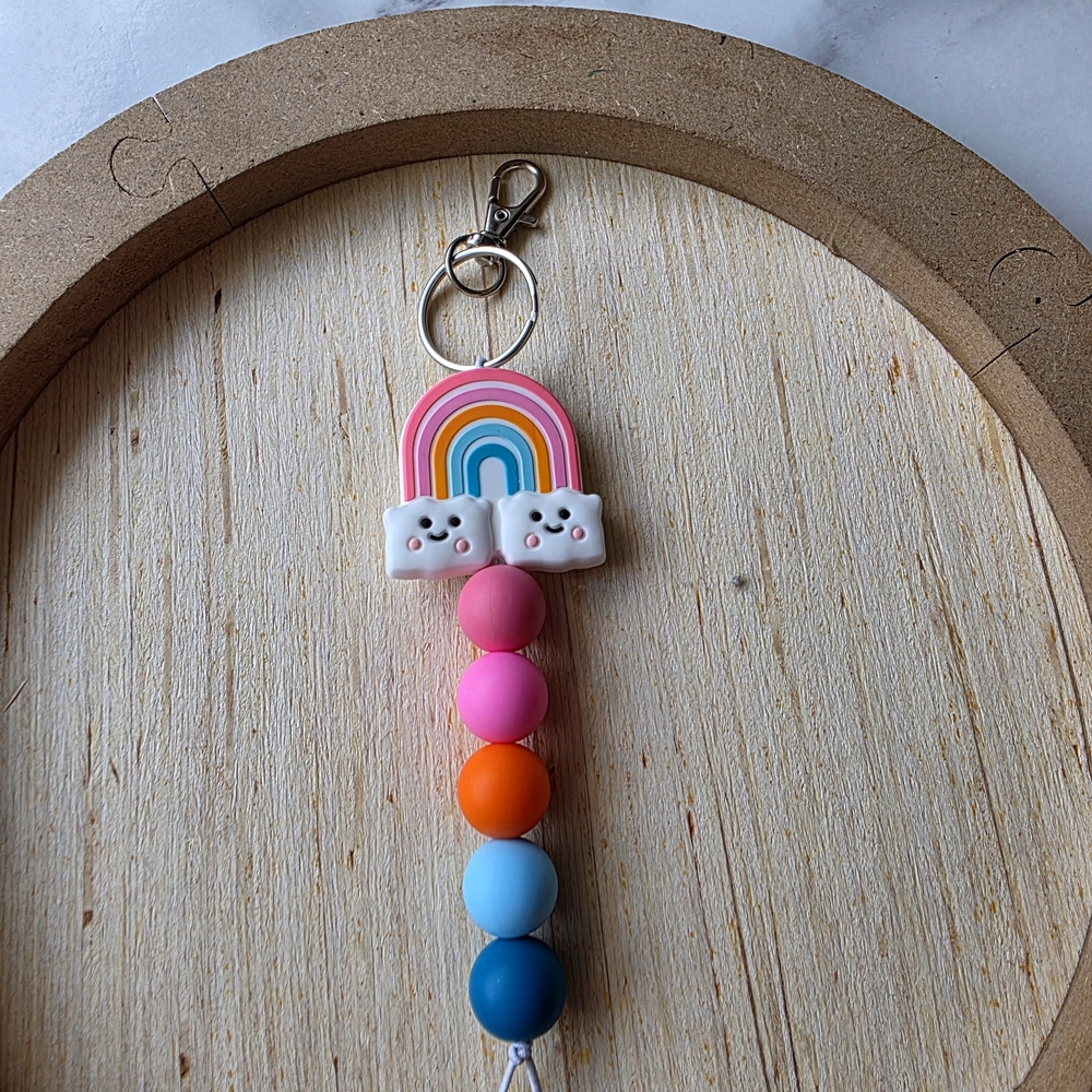 Rainbow Beaded Keychain
